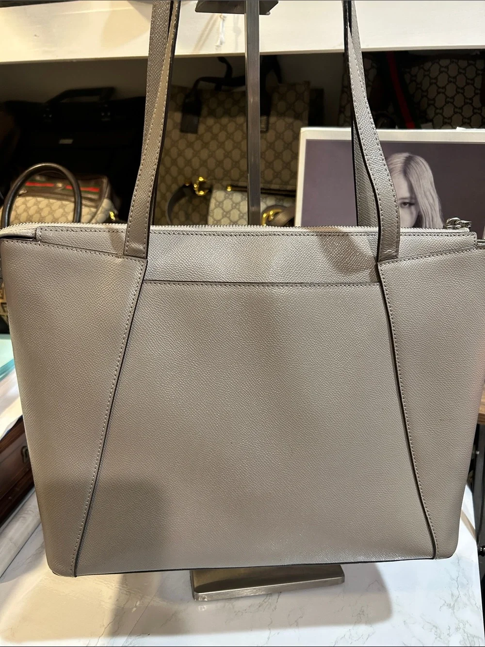 Michael Kors Light Grey Saffiano Leather Tote - Picture 4 of 6